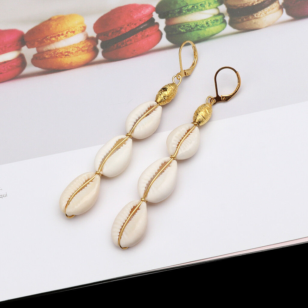 Bohemian Natural Cowrie Shell Pendant Drop Earrings Beach Fashion Jewelry Women