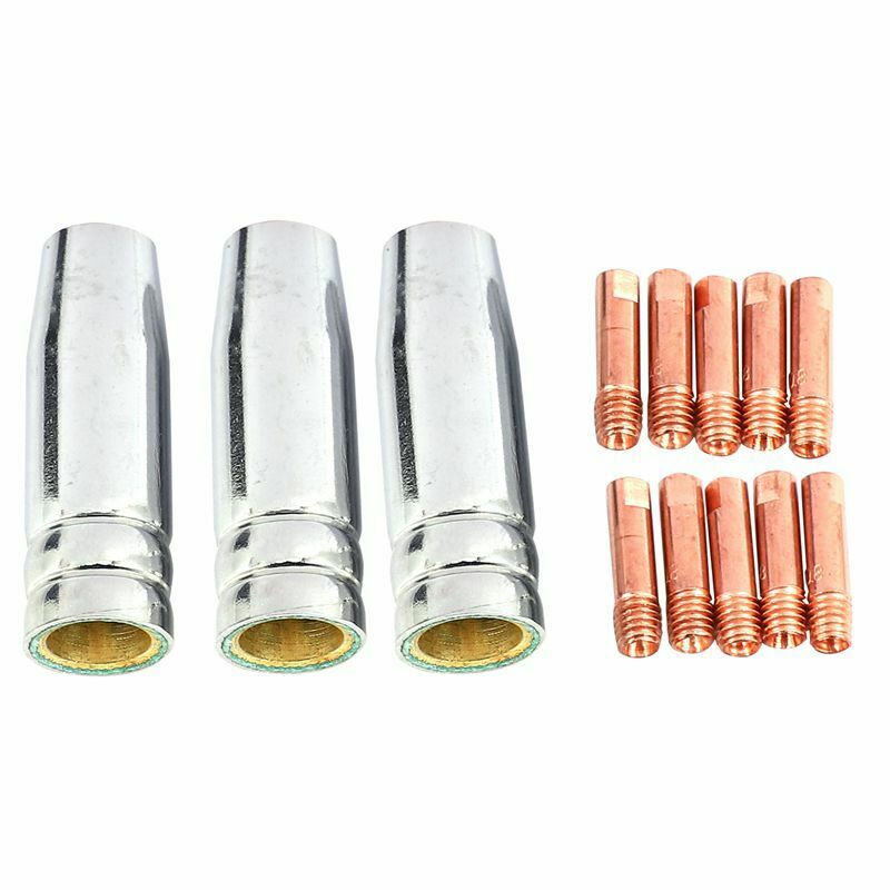 13Pcs CO2 Mig Welding Torch Aircooled MB 15AK Contact Tip Holder Gas Nozzle 0.P8