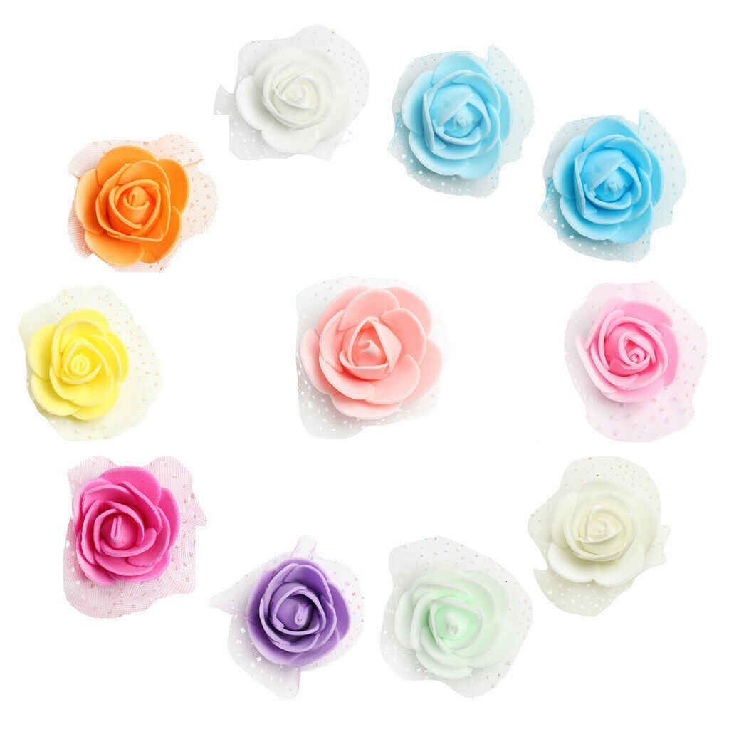 100pcs Artificial Foam Rose Head Flowers Wedding Home DIY Craft Decor White