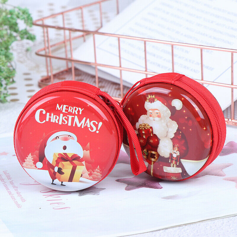Xmas Christmas Candy Tin Box Candy Jar Iron Boxes Storage Coin Headphones .l8