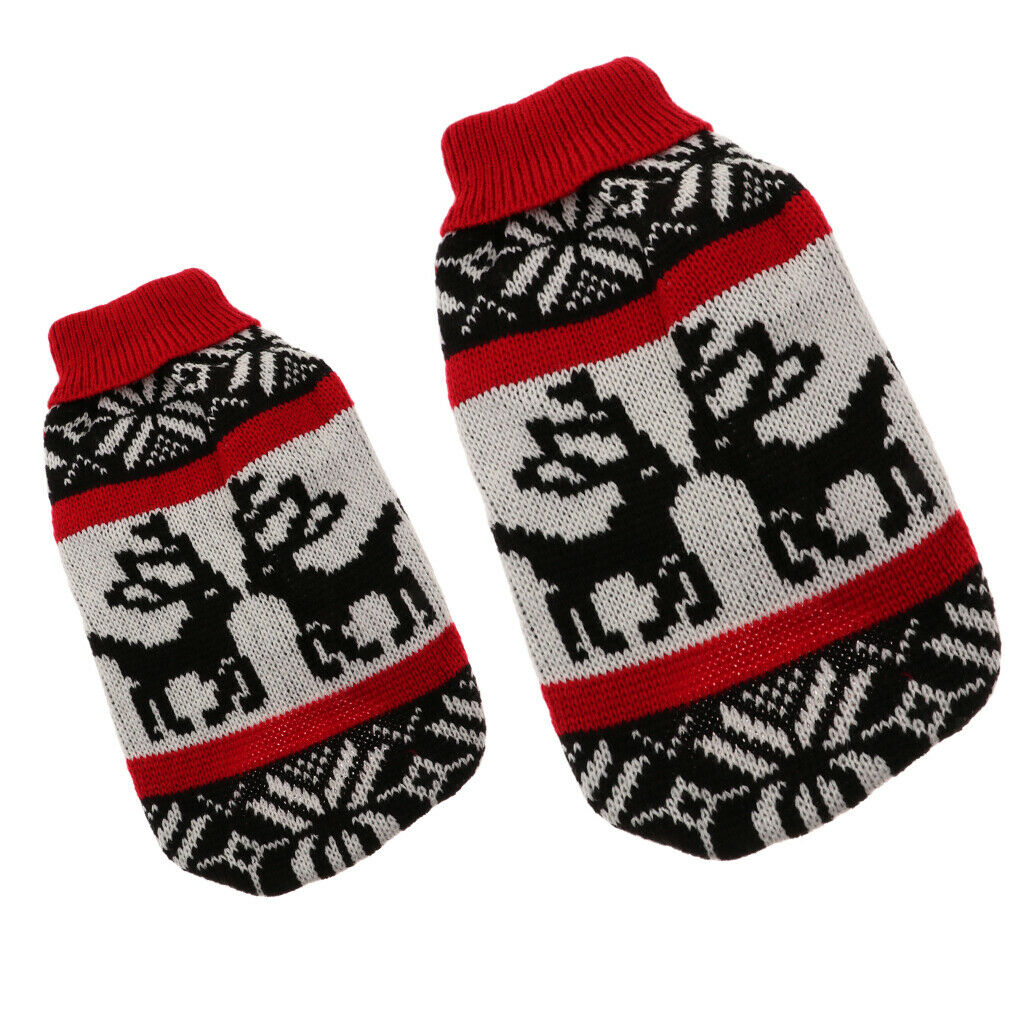 Pet Dog Cat Puppy Warm Sweater Jumper Costume Winter Apperal Deer Pattern S
