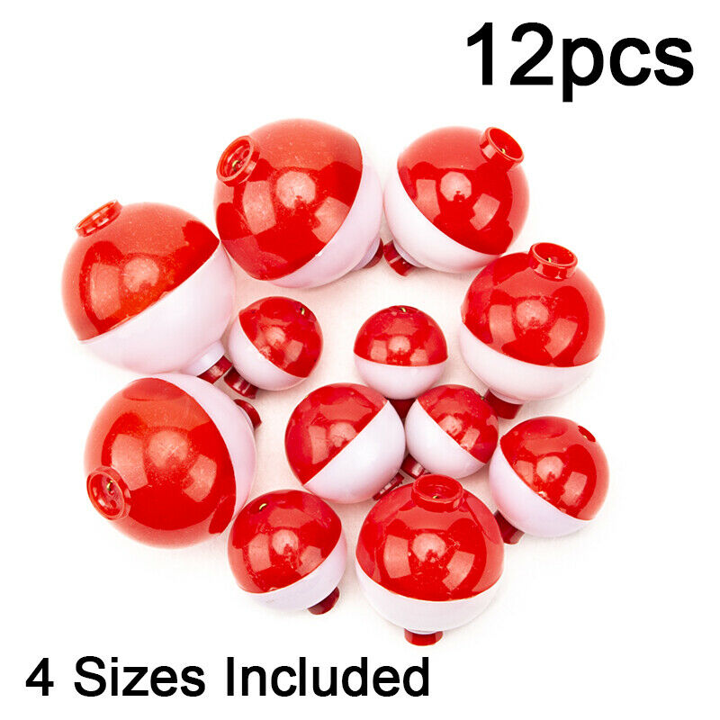 12pcs Fishing Floats Clips Snap-On Bobbers Eagle Claw Different Size Floa.l8