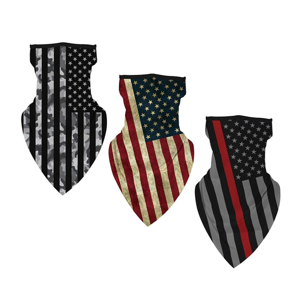 3Pcs Mens Sport Stars Stripes Face Balaclava Neck Gaiters Scarf Dustproof