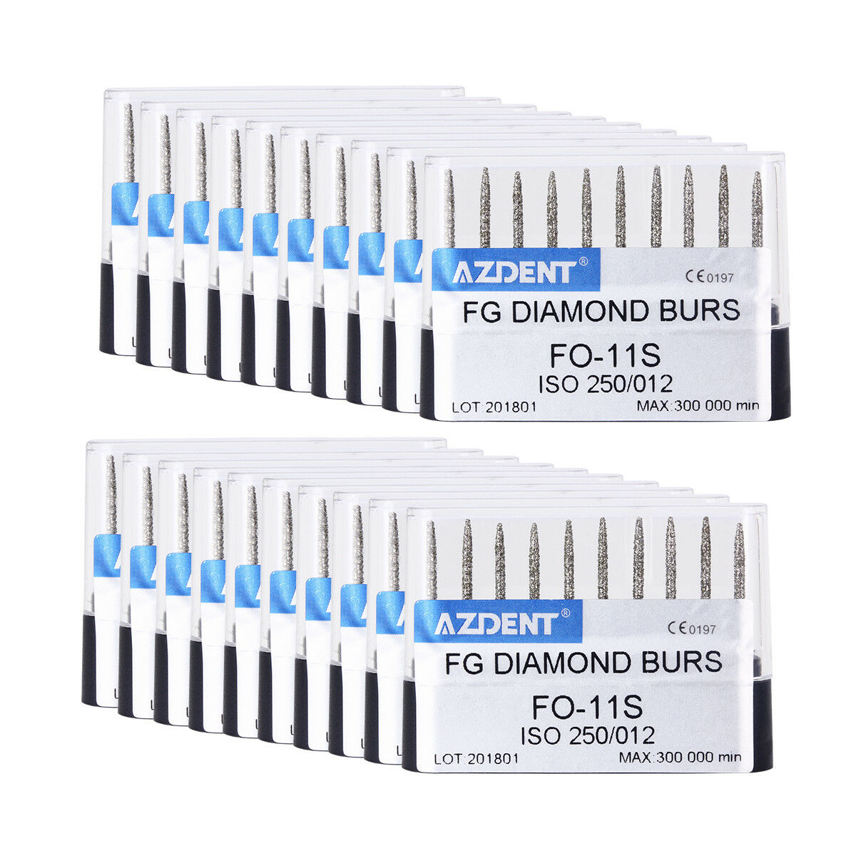 100X AZDENT Dental High Speed Super Coarse Diamond Burs Drills FO-11S 10pcs/Kit