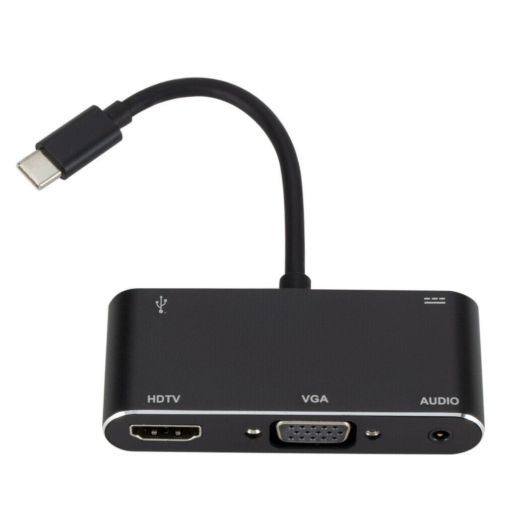 Multi-function USB Type-C to HDMI VGA 3.5mm Audio USB 3.0 Hub Adapter for Laptop
