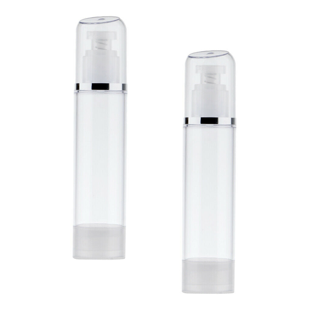 2PCS Portable Airless Bottle 100ml Cosmetic Treatment Pump Bottles Travel Empty