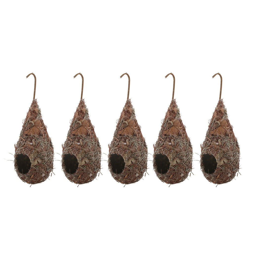 5 Pack Bird House, Hanging Birdhouse Hummingbird Nest Fiber Hand-Woven Roosting