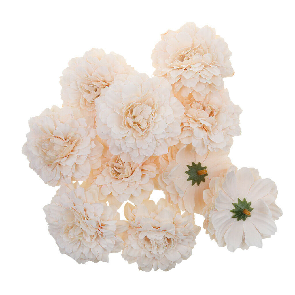 10pcs Artificial Silk Daisy Flower Heads Craft Wedding Decor White