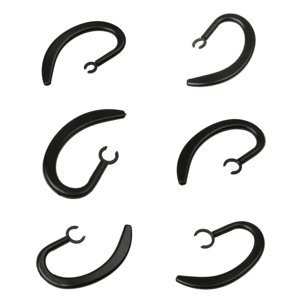 6 Pcs Replacement Spare Ear Hooks Earloop For Bluetooth Headset Black