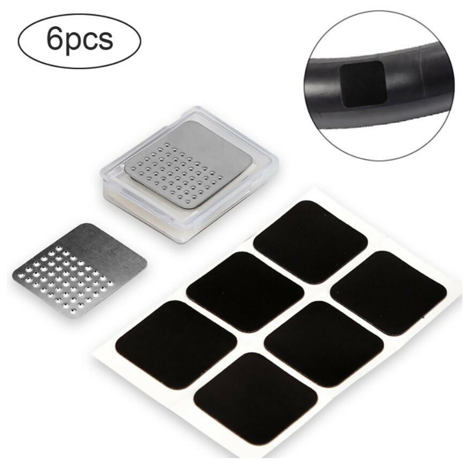 Portable 4.3x3.3cm Bike Tire Patch Glueless Square Patches Tyre Storage Case