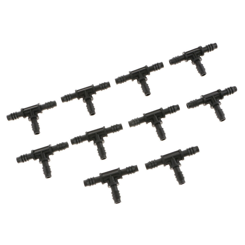 10 Pcs Micro Drip Irrigation System Dripper Tee Pipe Adapter Barb Hose