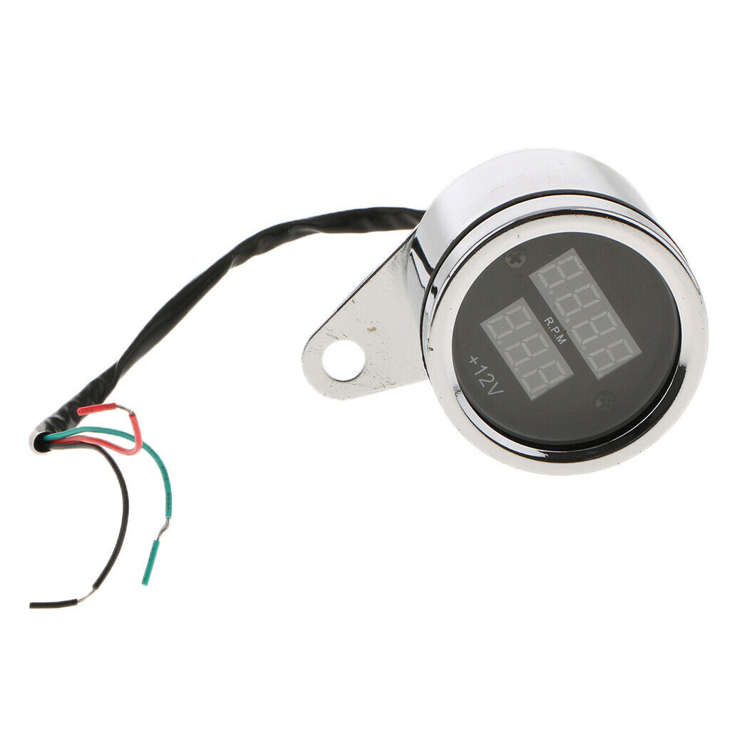 Universal Motorcycle 2 Fuel Tachometer Voltmeter Voltage LED Indicator