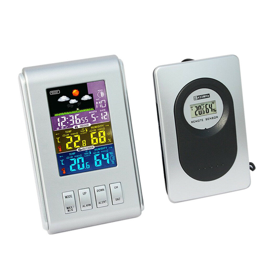 Digital Alarm Clock Wireless Forecast Station In/Out Temperature Humidity