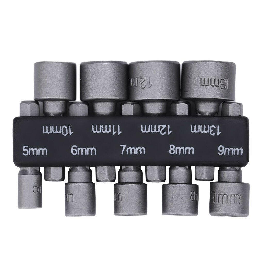9 Piece Metric Hex Bit Socket Set, 5mm-13mm, Chrome-vanadium Steel Drill Bit