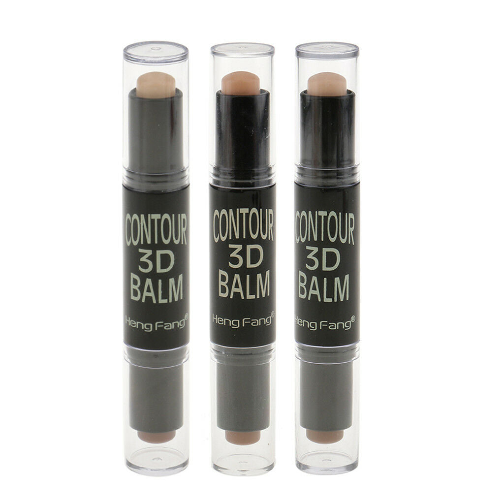 3x Makeup Face Contour Concealer Stick Dual Bronzer & Highlighter Shade Kit