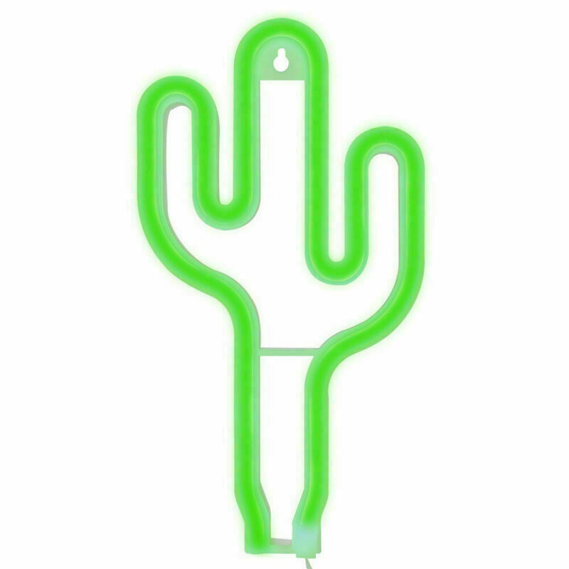 LED Cactus Neon Light Signs Wall Lamps Battery USB Operated for Kids Room Decor