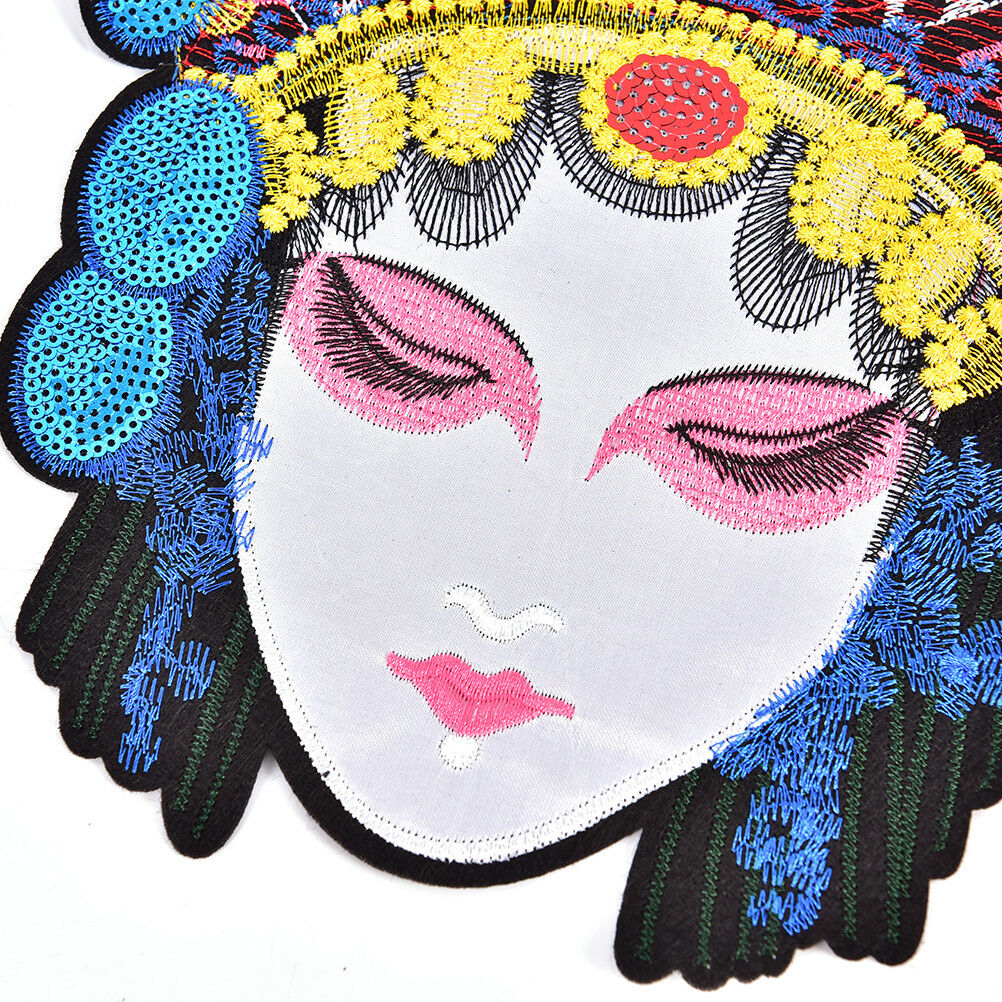 Large Beijing Opera Facial Chinese Opera Patch Character Embroidered AppliquBDA