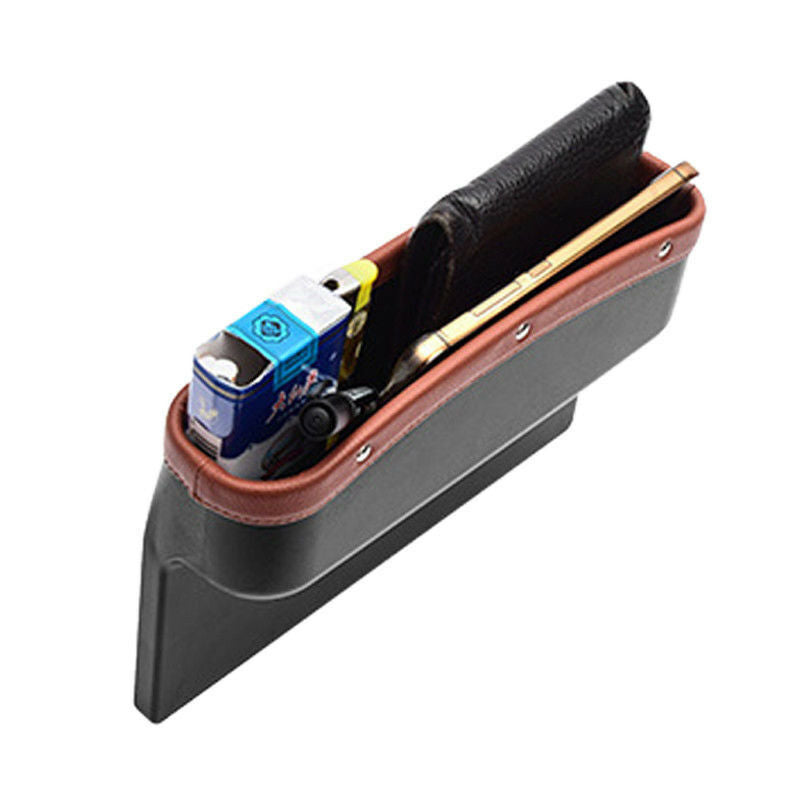 Car Seat Slit Crevice Pocket Storage Organizer Catch Catcher Holder Box  Leather