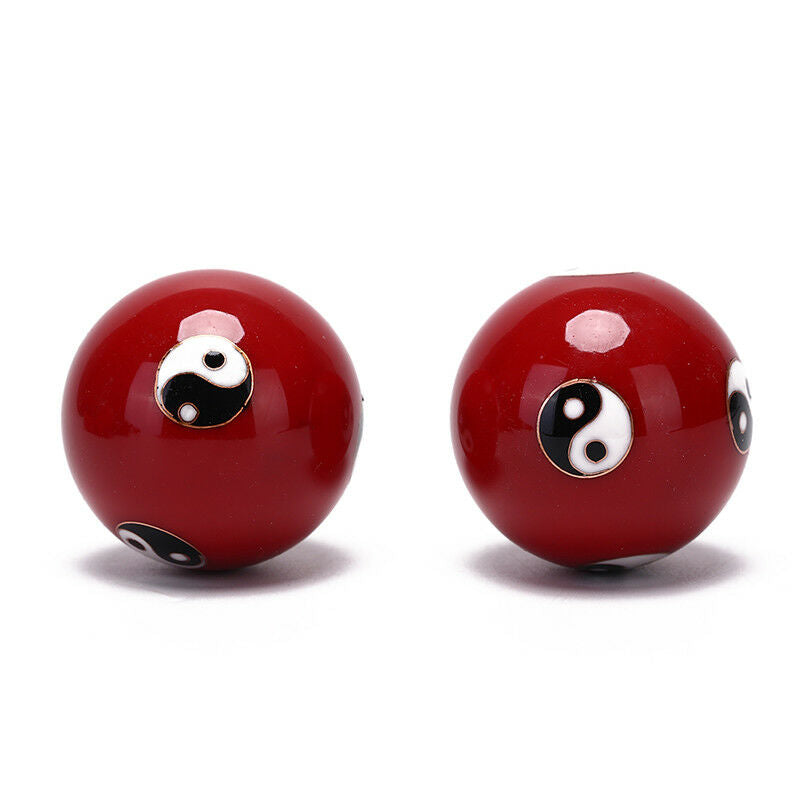 Chinese Yin Yang Health Ball Stress Relief Meditation Red Massage Tool Hand T Xz