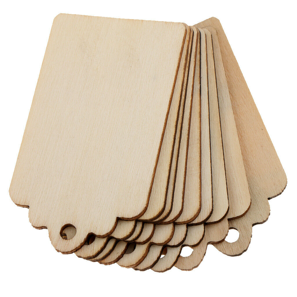 10x Unfinished Wood Decor Window Tags Board Decor Wooden Crafts Ornaments