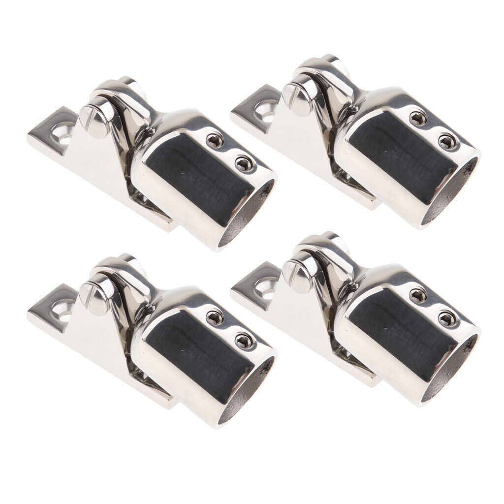 4pcs Polished Stainless Steel Eye End Deck Hinge Boat Bimini Top Fitting 1"