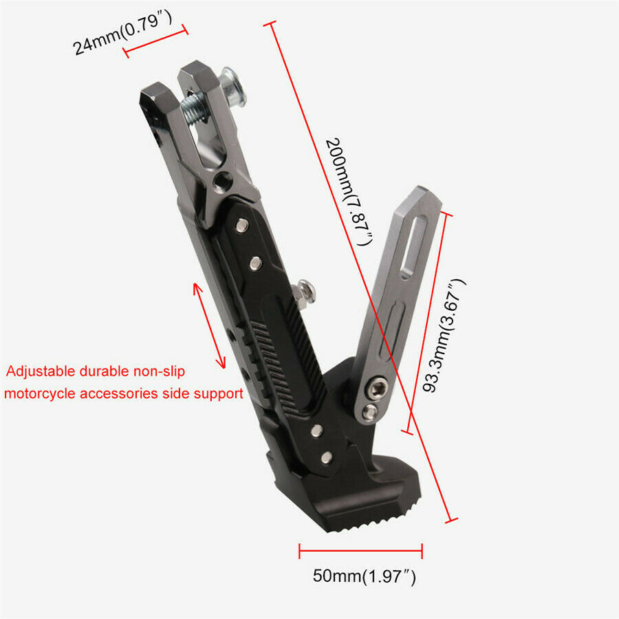 Adjustable CNC Motorcycle Side Tripod Holder Bracket Fall Protect Foot KickStand