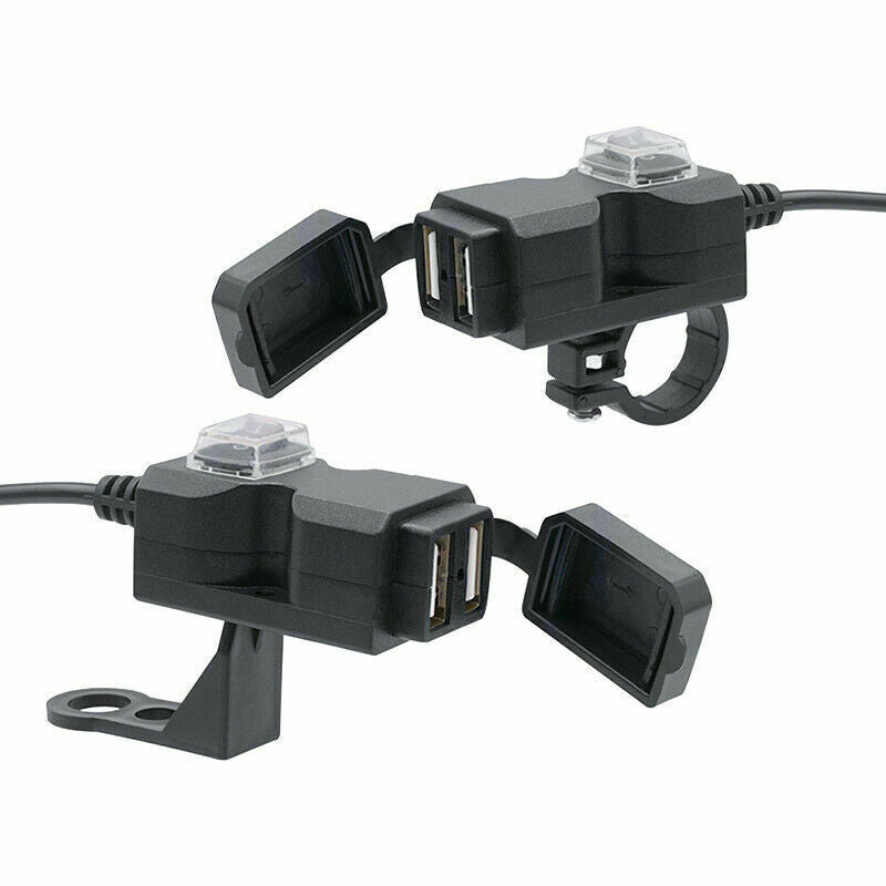 Waterproof Dual USB 12V Motorcycle Bike Handlebar Charger Socket w/ Switch_DD