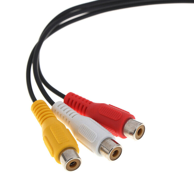 3.5mm AV Angled Plug to 3 RCA Female Jack Audio Video AdapterY&.l8