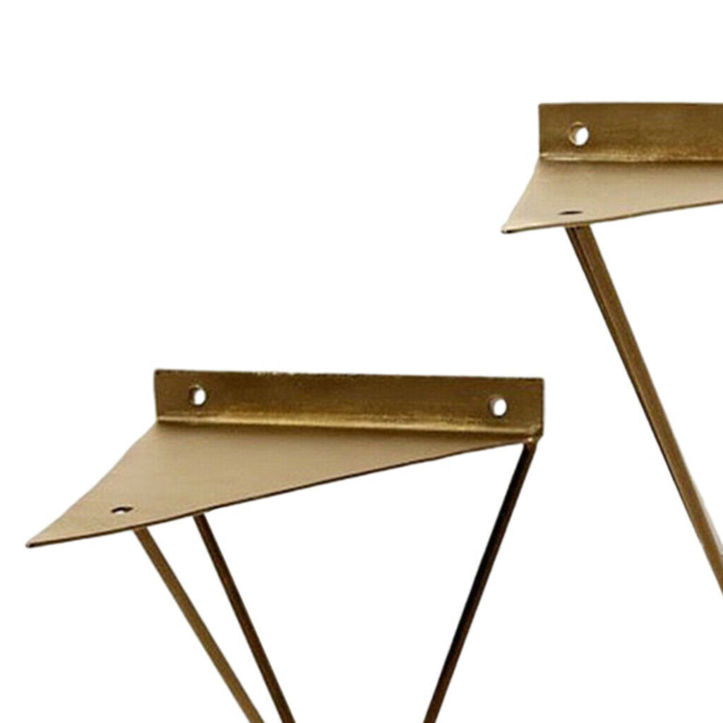 2Pcs Heavy Duty Metal Triangle Support Bench Board Shelf Brackets Golden
