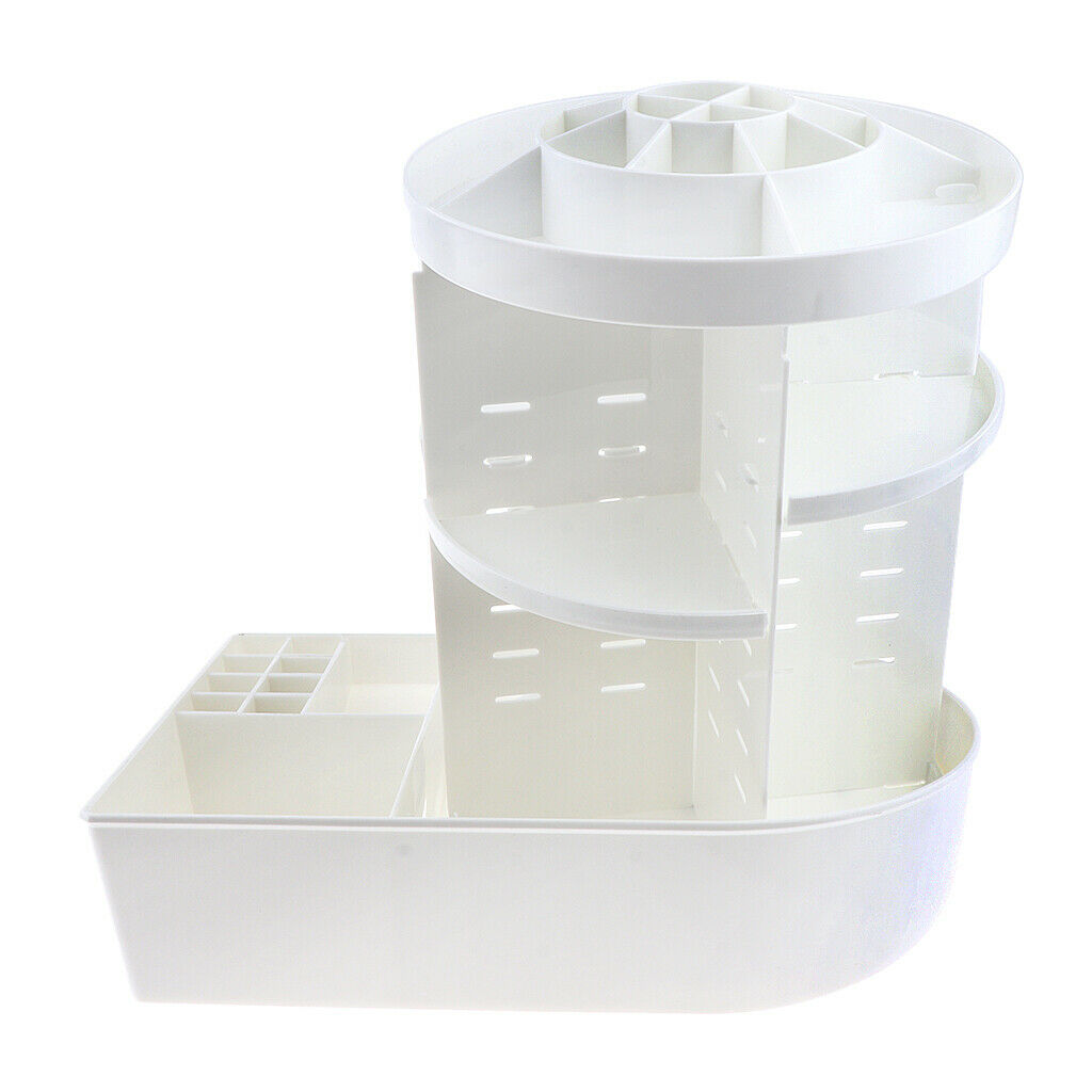 Rotating Makeup Holder Organizer Adjustable Cosmetic Storage Box Case White
