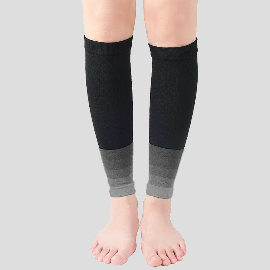 2 Pairs Calf Compression Socks for Man Woman Hikers Running Gym Gray and Red