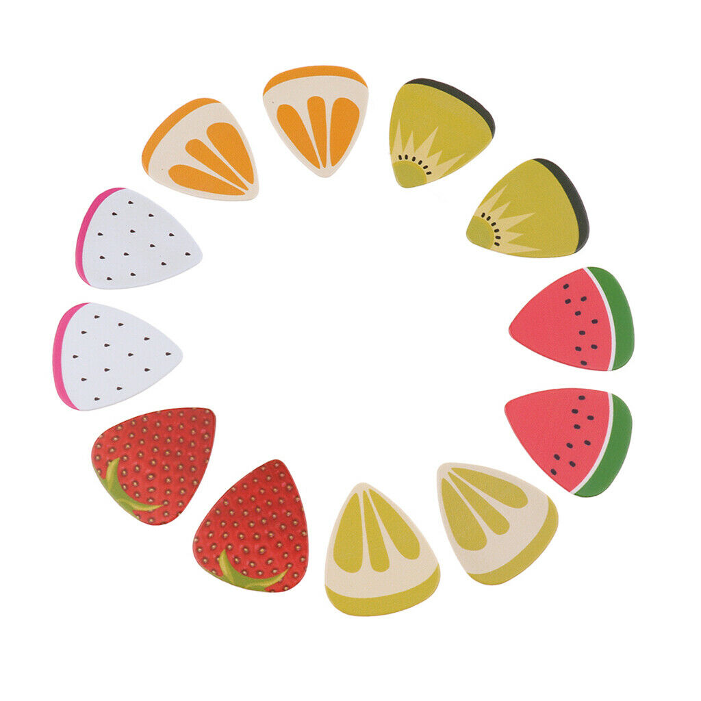 12Pcs Celluloid Fruit Guitar Plectrum Picks for Ukulele Uke Guitar Accs
