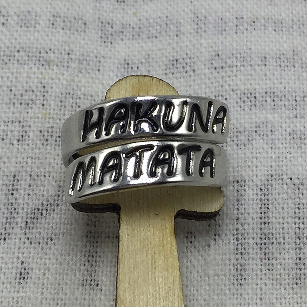 1 Pc Fashion Women Punk Heart Letter "Hakuan Matata" Open Twist Finger Rin.l8