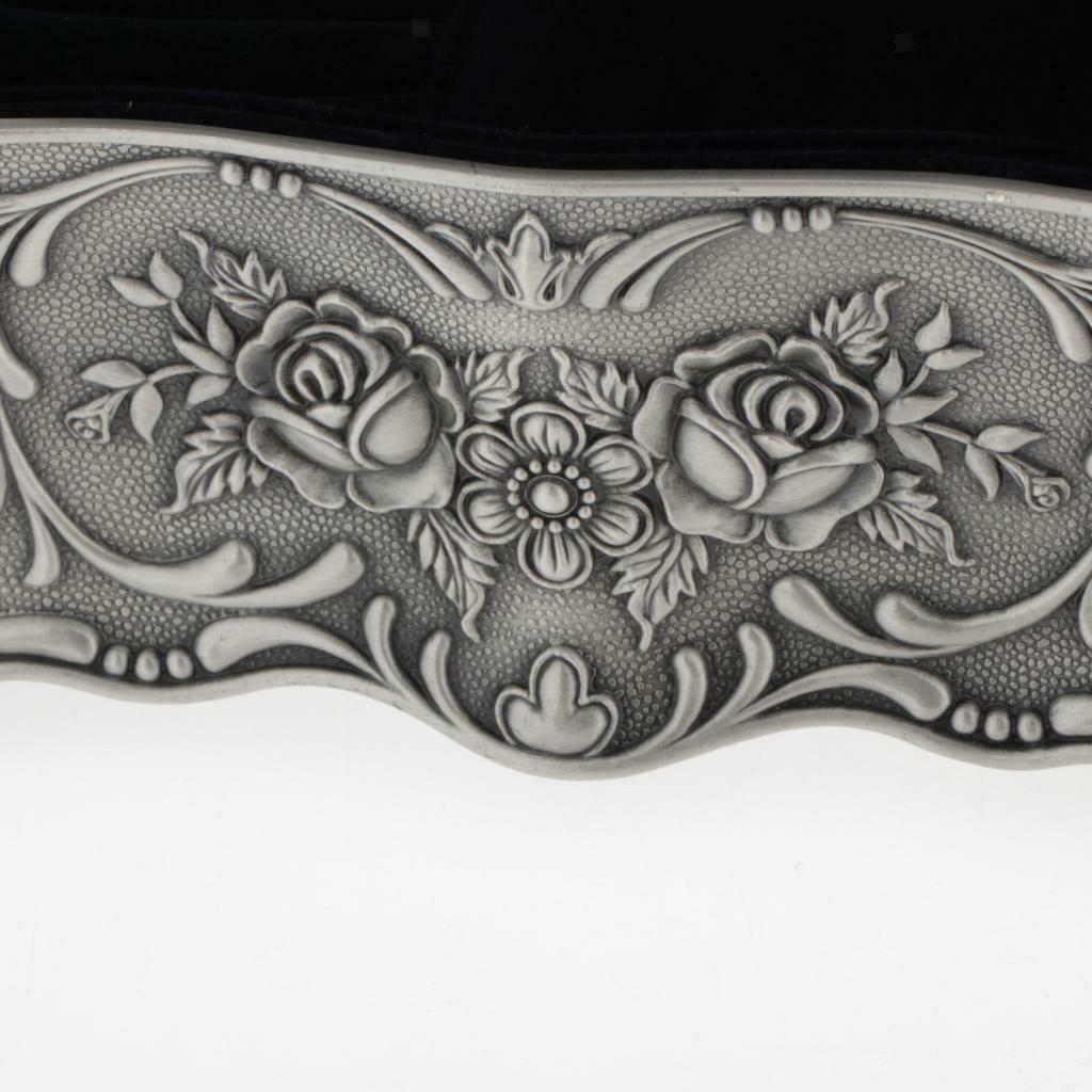 Tin Small Rectangle Jewelry Box Floral Engraved Treasure Storage Ring Case