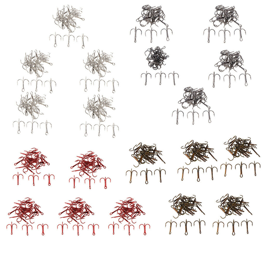 20 Pieces Barbed Fishing Hooks Treble Hook Fishhook Tackle with Box Type 1
