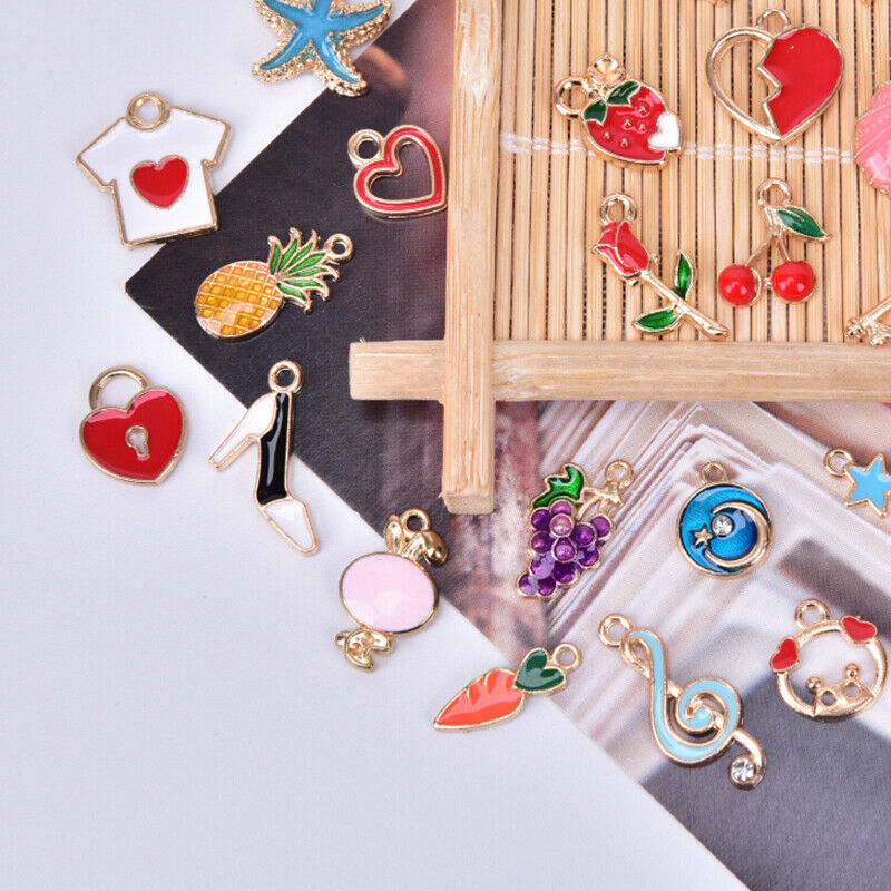 30pcs/lot Enamel Alloy Mixed Charms Pendant Jewelry DIY Craft Making Colo.l8