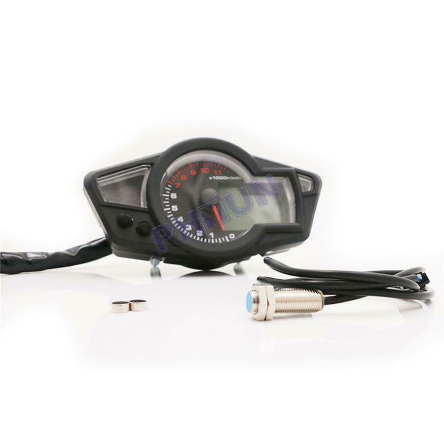 12V Motorcycle Digital LCD Speedometer Odometer Fuel Level For 2 & 4 Cylinders