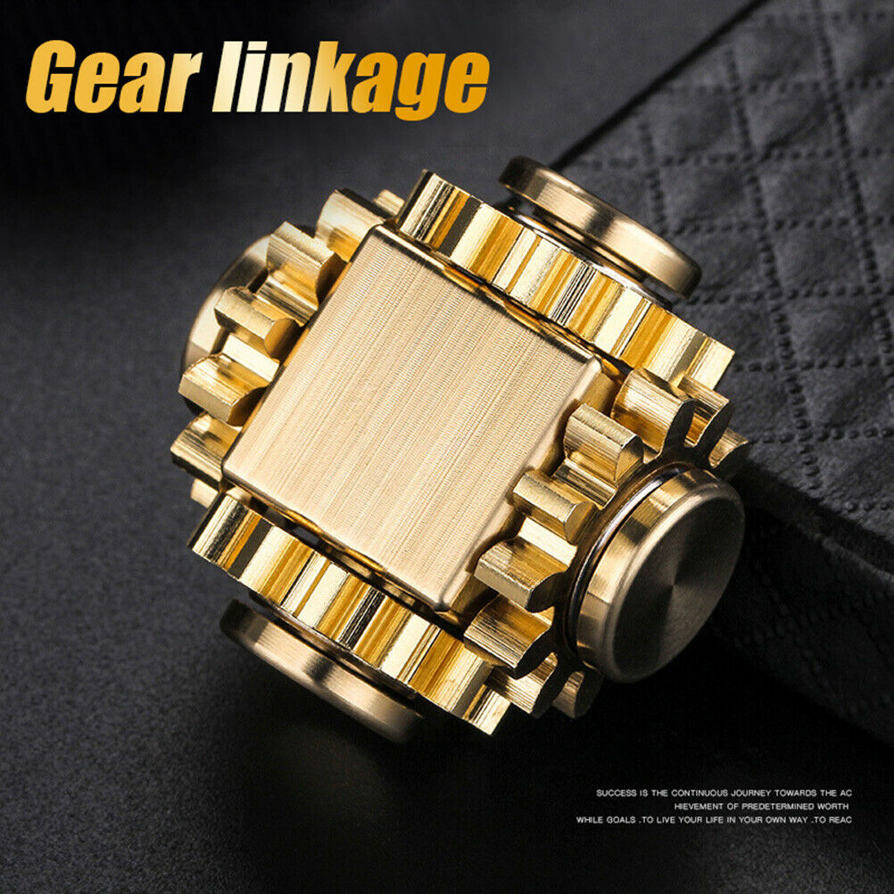 Pure Copper Four-tooth Fingertip Spinning Top Toys Cube Metal Stress Relief Toys