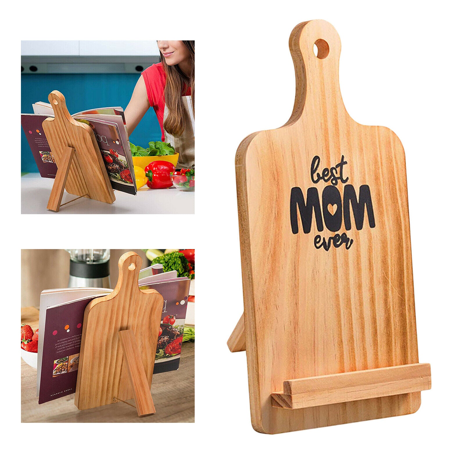 Wooden Cookbook Stand Recipe Display Holder Rack Bookrest Reading Rest