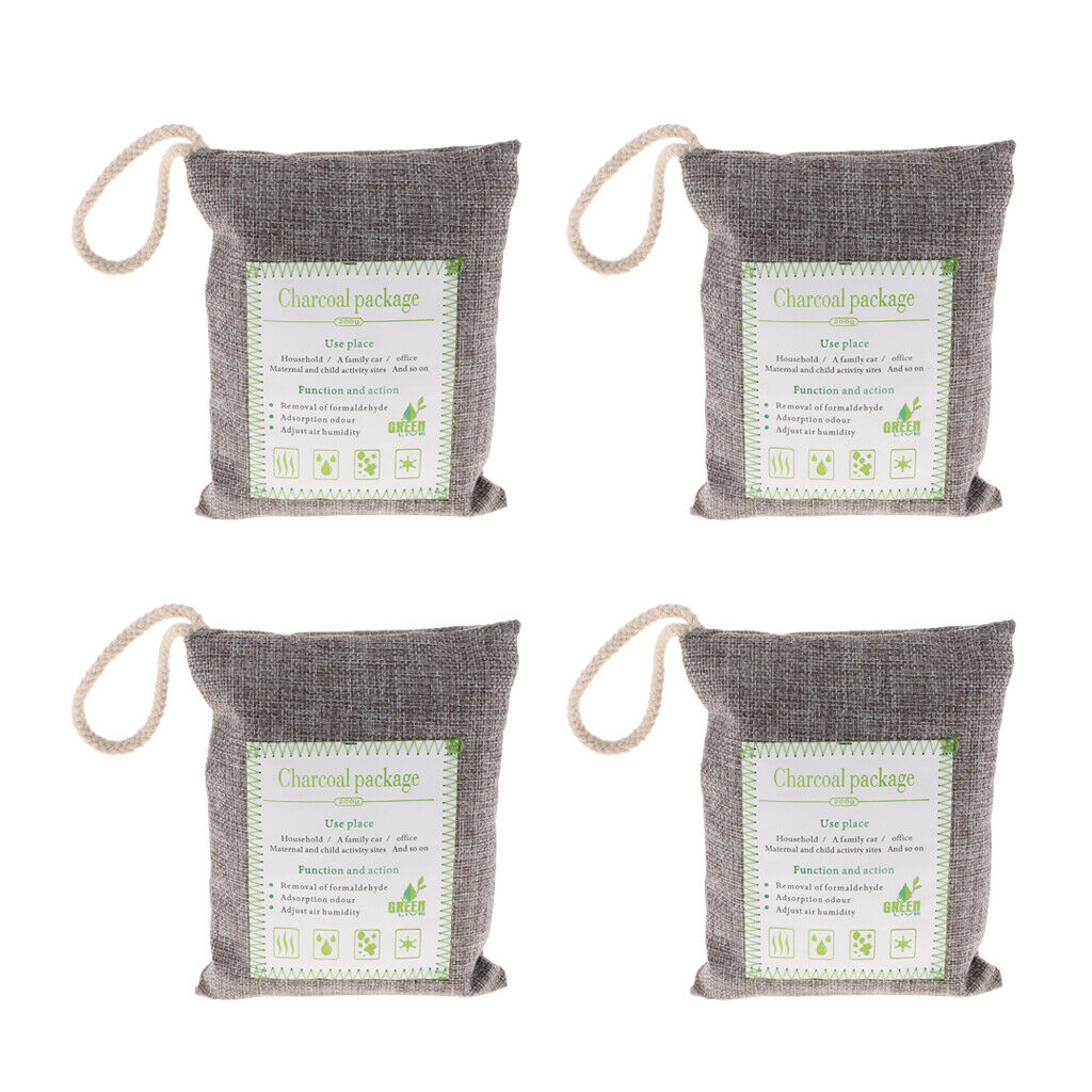4 Bamboo Charcoal Air Purifying Freshener Bag Odor Eliminator Charcoal Color