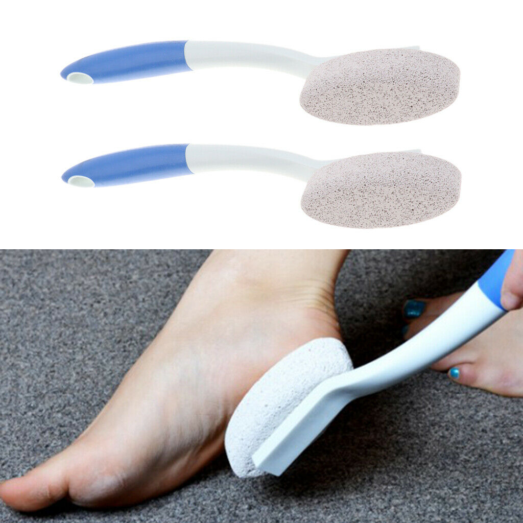 2pcs Long Handle Pumice Stone Foot Scrubber Bath Dry Dead Skin Remove Tool