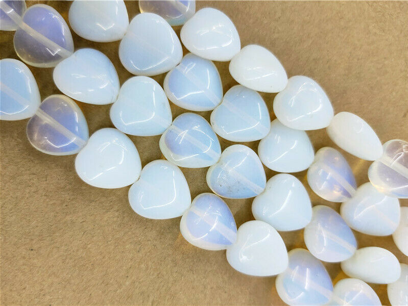 1 Strand 14x14x6mm White Opal Love Heart Spacer Loose Beads 15.5inch HH60