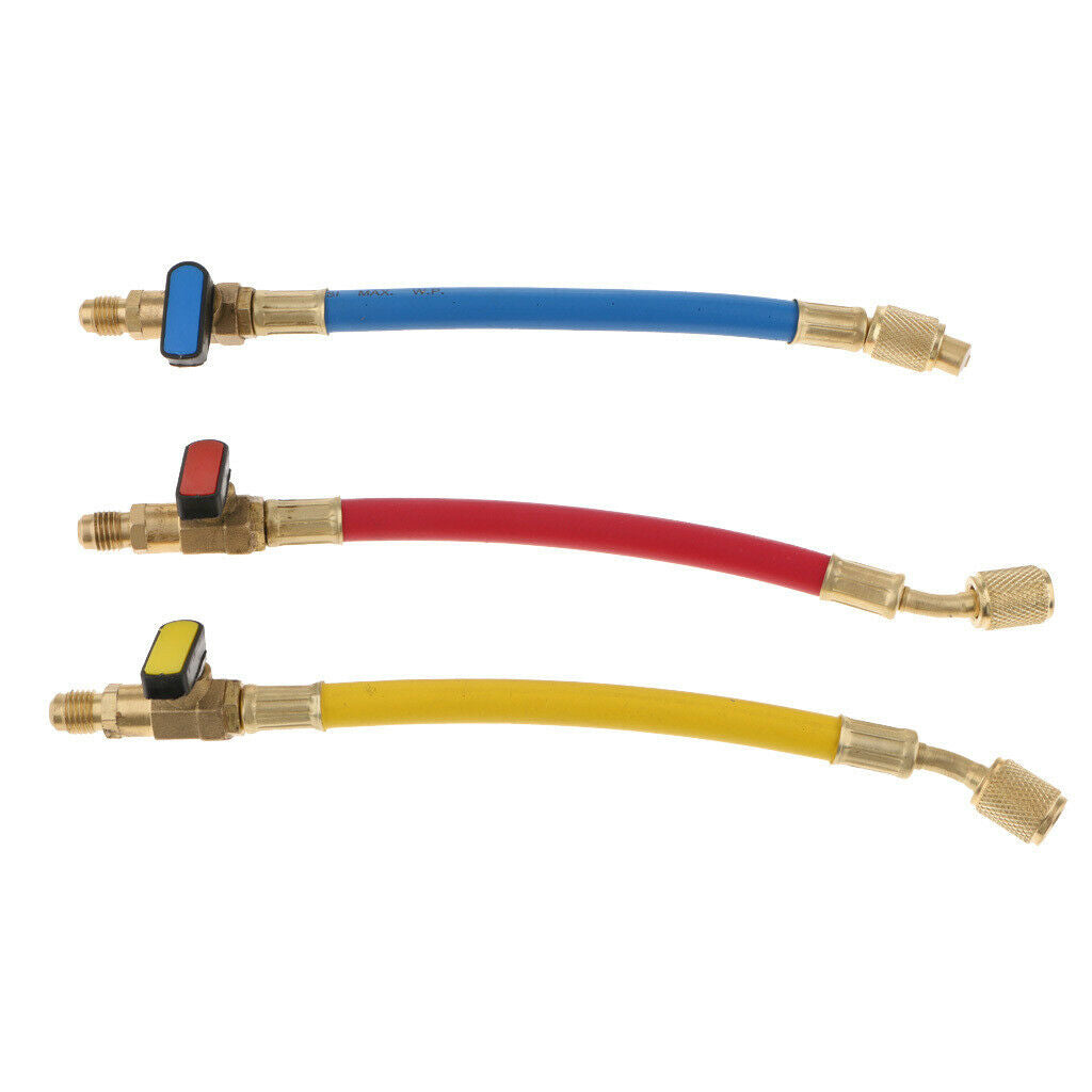 3 Pieces R134A R410A R22 A/C Refrigeration Charging Hoses with Ball Valve