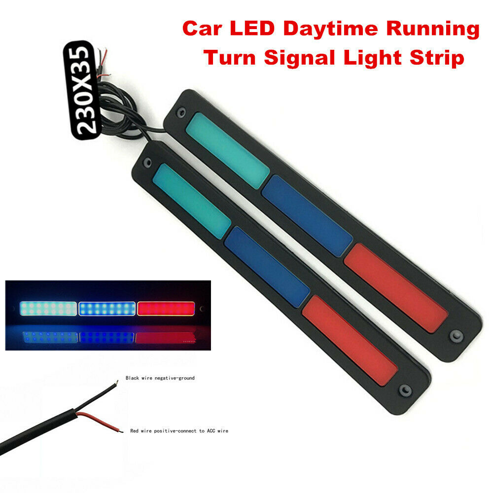 2PCS DRL LED Car Daytime Running Light Driving Turn Signal Strip Fog Lamp 10W 1A