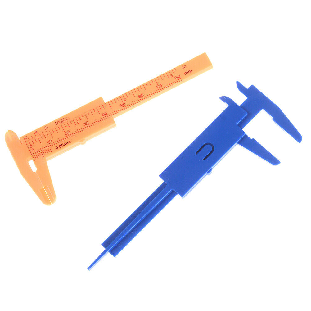 1x Mini sliding vernier caliper plastic measure ruler gauge double scale 80mm WF