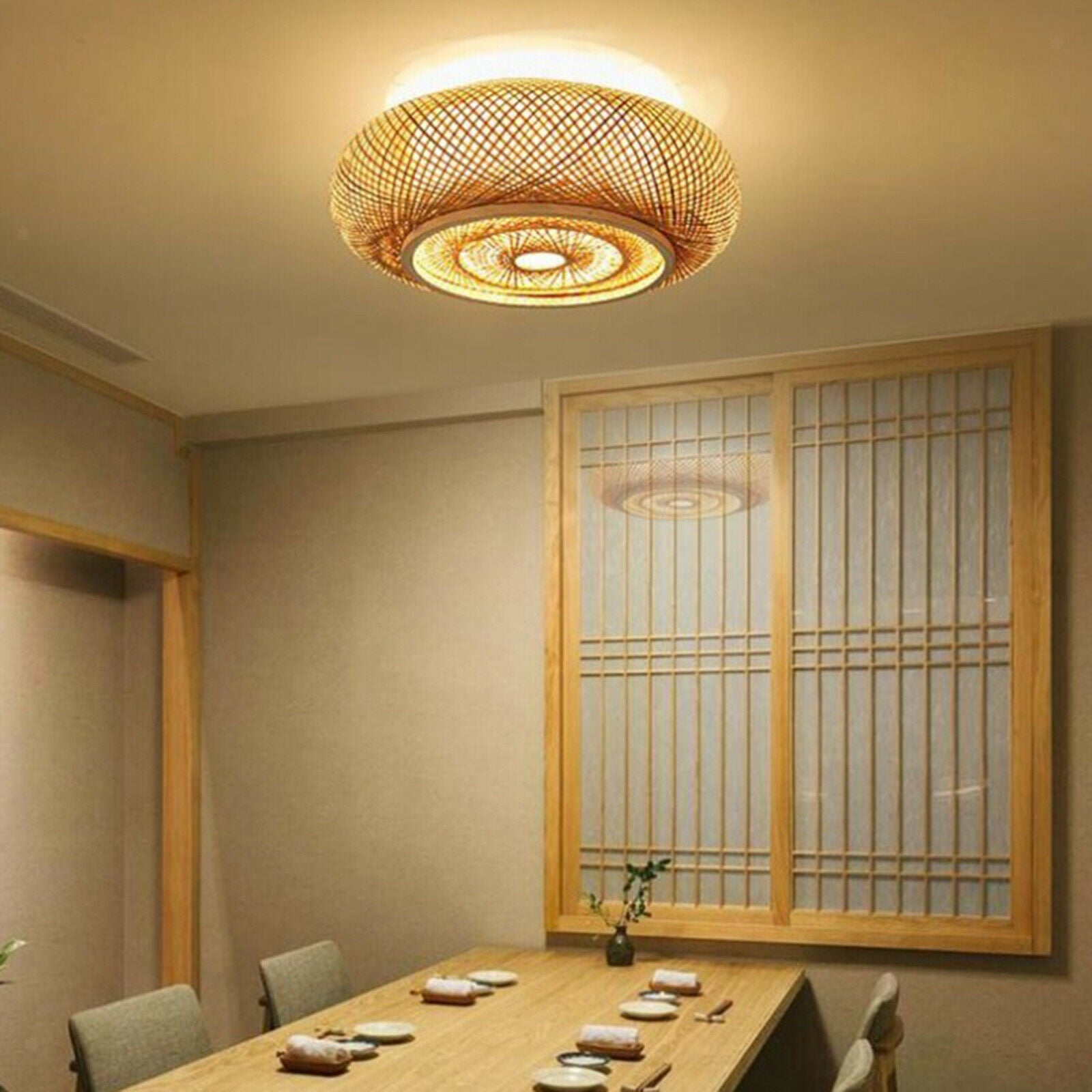 Nordic Style Bamboo Lampshade Hotel Cafe Ceiling Light Chandelier Cover
