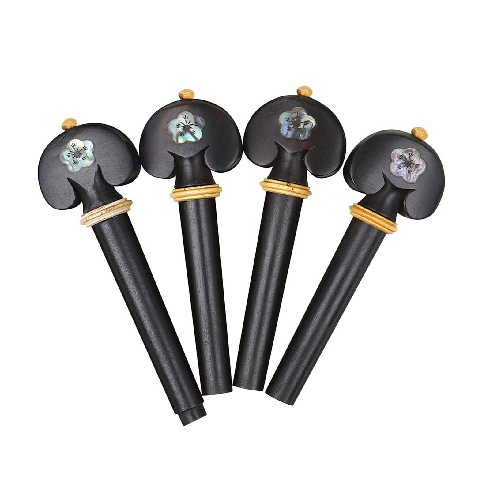 Set of 4 3/4 4/4 Violin Tuning Pegs Black Violin Parts Carved Abalone Shell