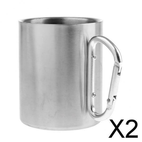 2X Outdoor Hiking Cup Double Wall Stainless Steel Travel Mug for Mountaineering