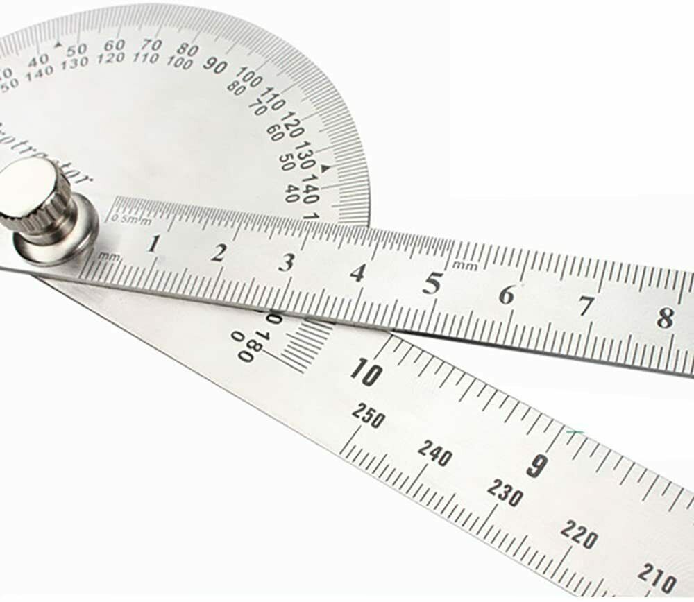 30CM Angle Finder Ruler Both Arms 0-180 Degrees Scale Stainless Steel Protractor