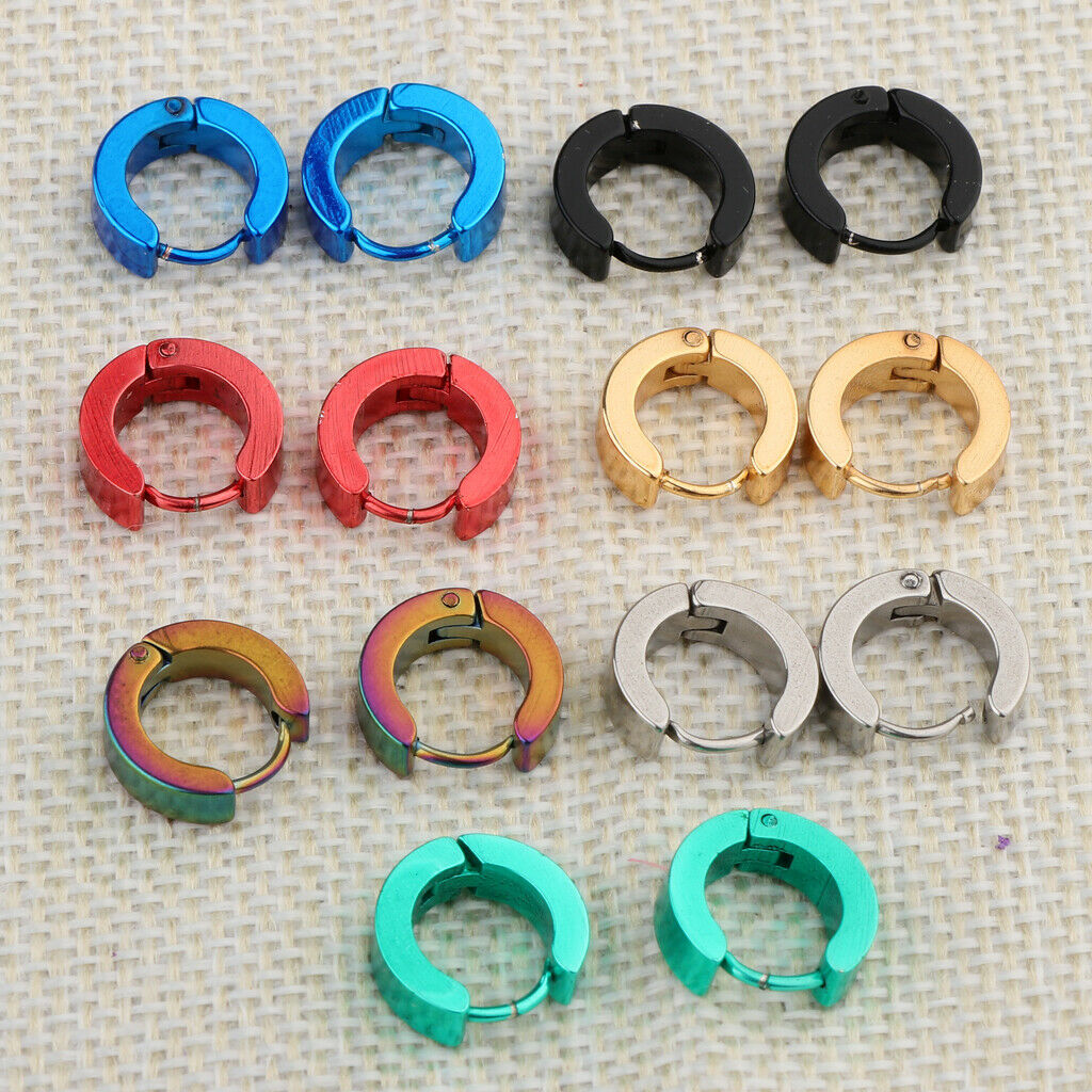 14x Multicolor Simple Huggie Hoop Earrings Men Women Party Punk Jewelry